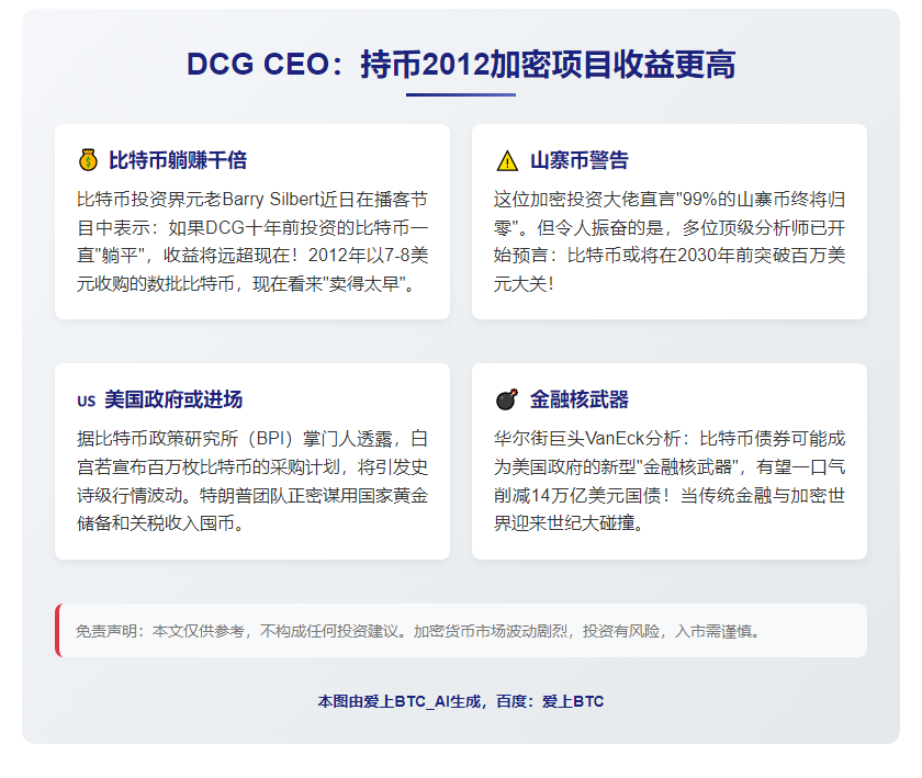 DCG CEO：持币2012加密项目收益更高