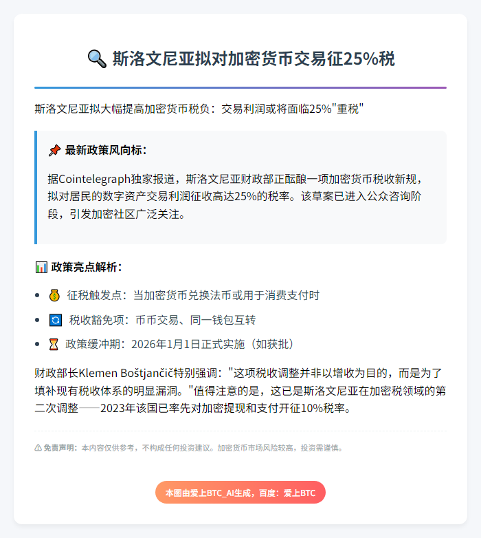 斯洛文尼亚拟对加密货币交易征25%税
