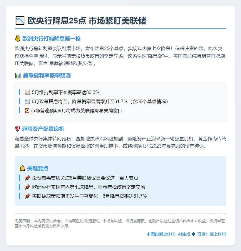 欧央行降息25点 市场紧盯美联储