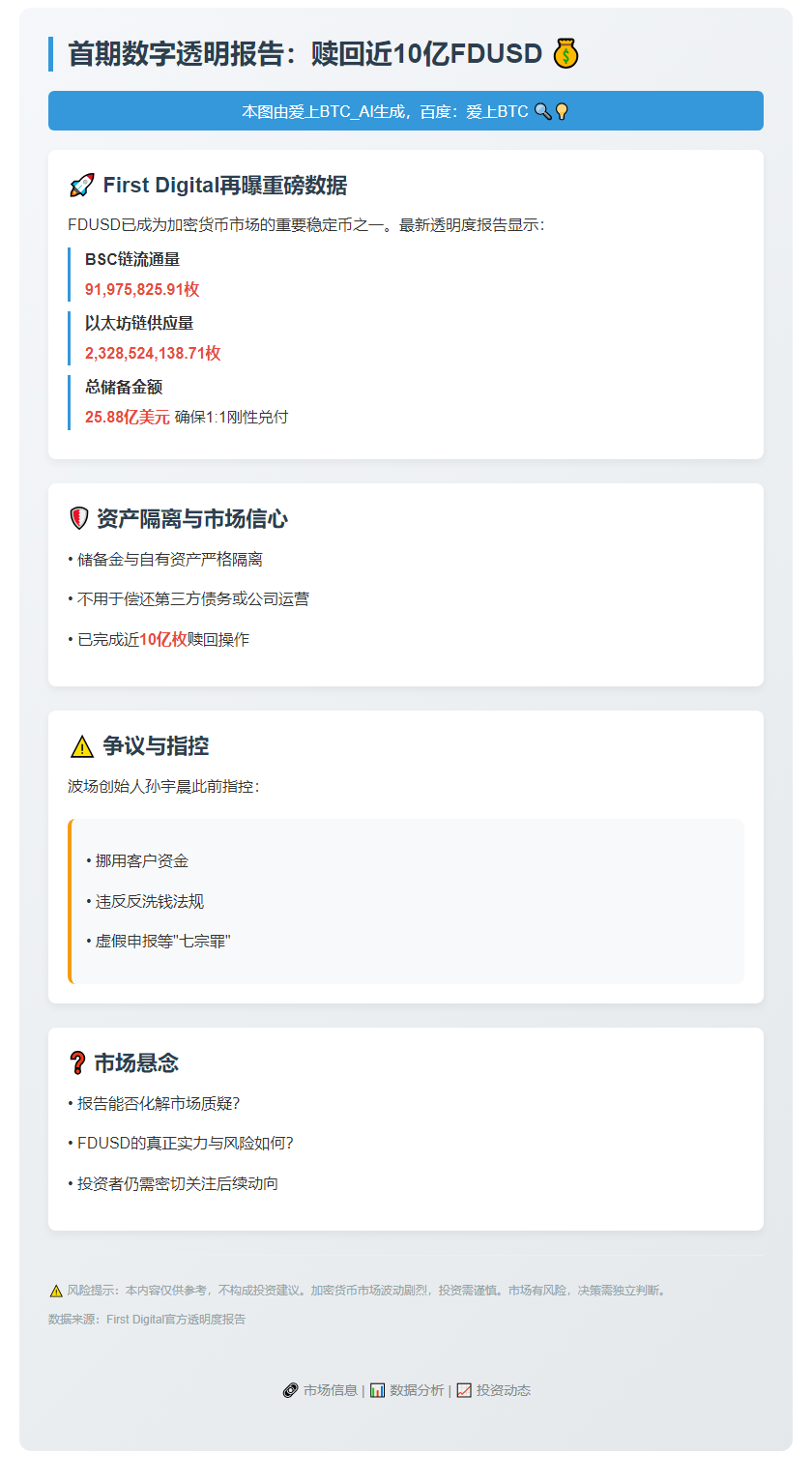 首期数字透明报告：赎回近10亿FDUSD