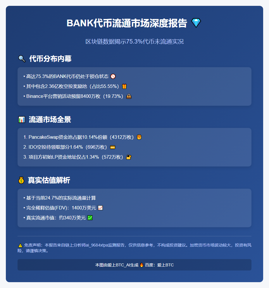 BANK流通市值340万美元 75.3%未流通