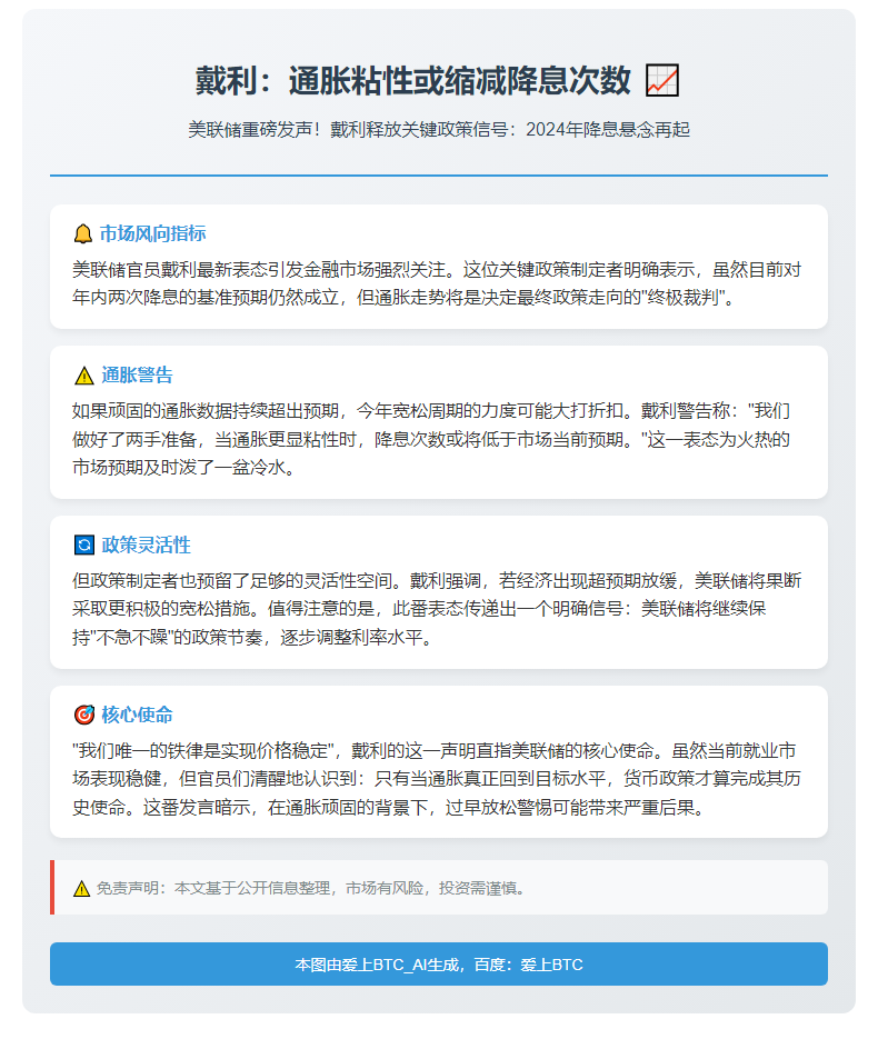 戴利：通胀粘性或缩减降息次数