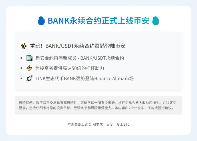 币安上线BANK永续合约