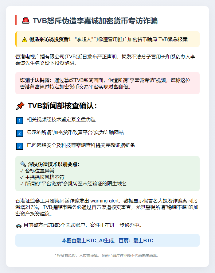 TVB怒斥伪造李嘉诚加密货币专访诈骗
