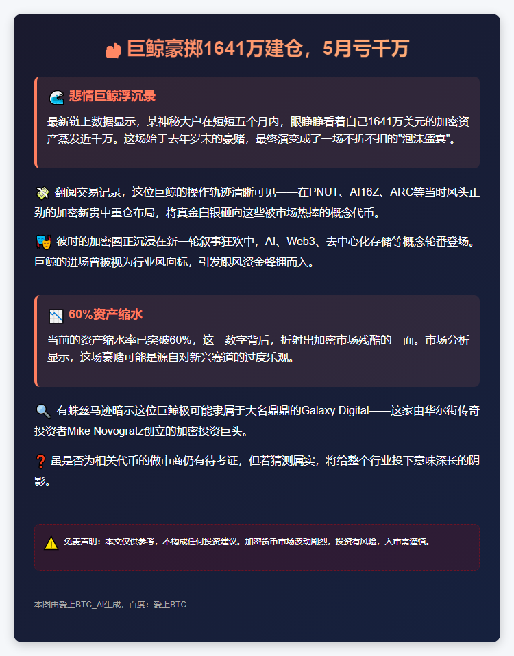 巨鲸豪掷1641万建仓，5月亏千万