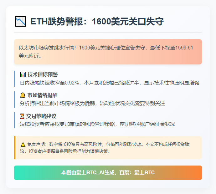 ETH跌破1600