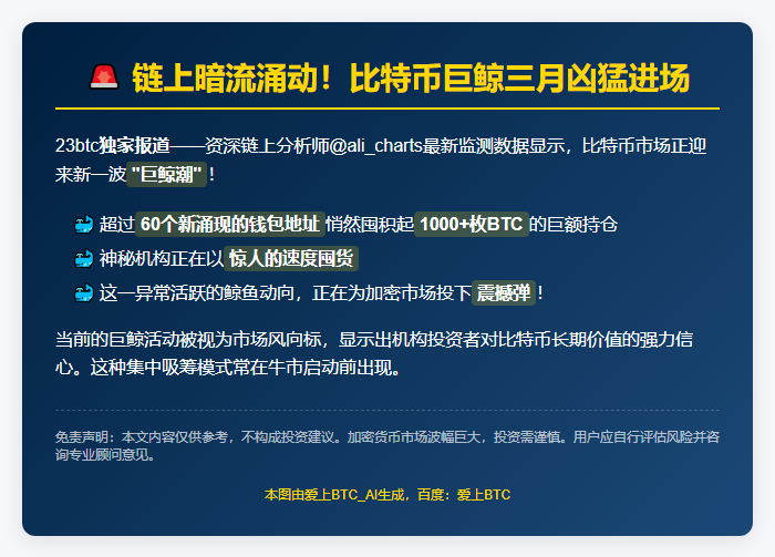 3月初至今 超60新钱包持千枚BTC