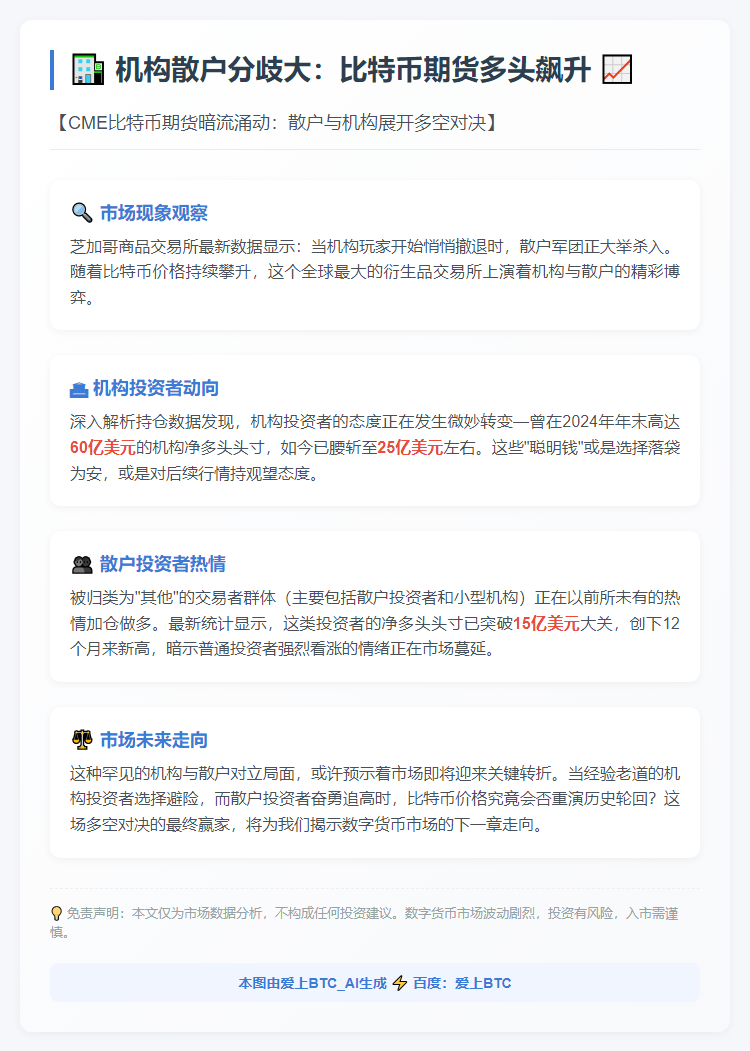 机构散户分歧大：比特币期货多头飙升