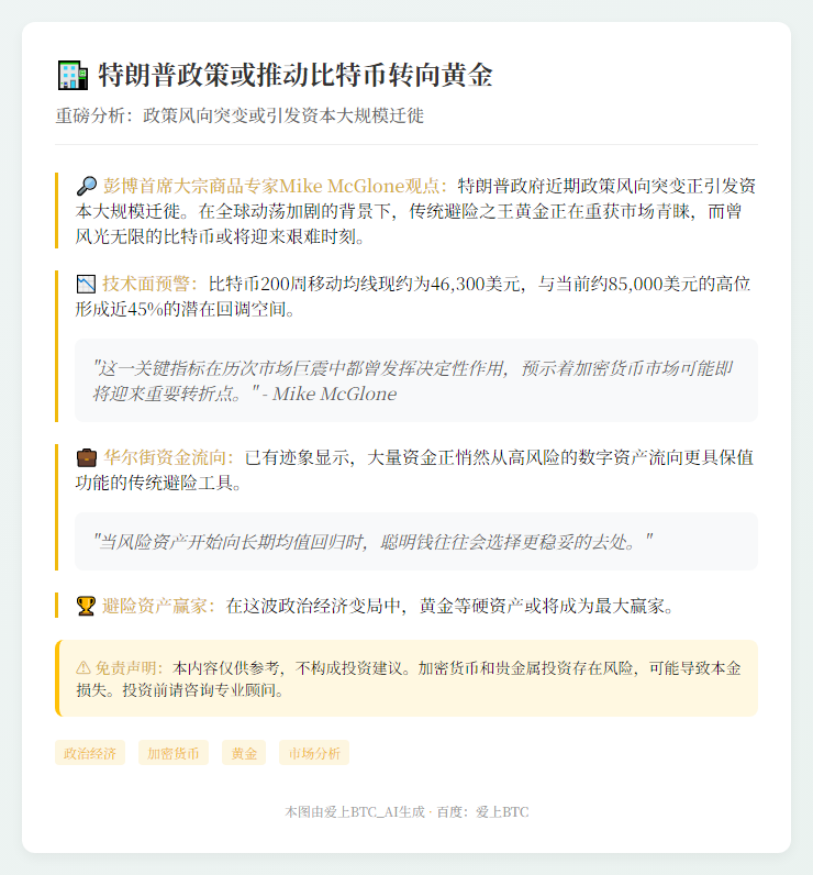 特朗普政策或推动比特币转向黄金
