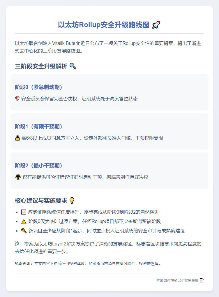 Vitalik：以太坊Rollup安全分三步去信任化