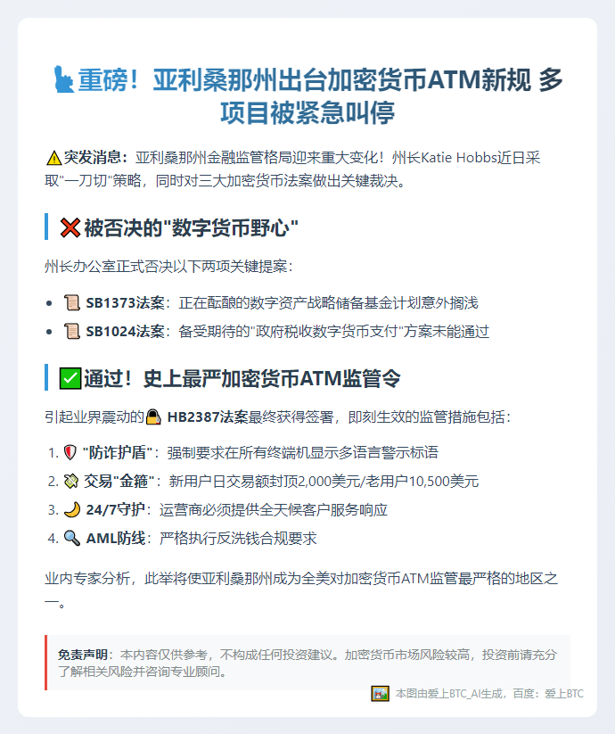 亚利桑那签署加密ATM反欺诈法