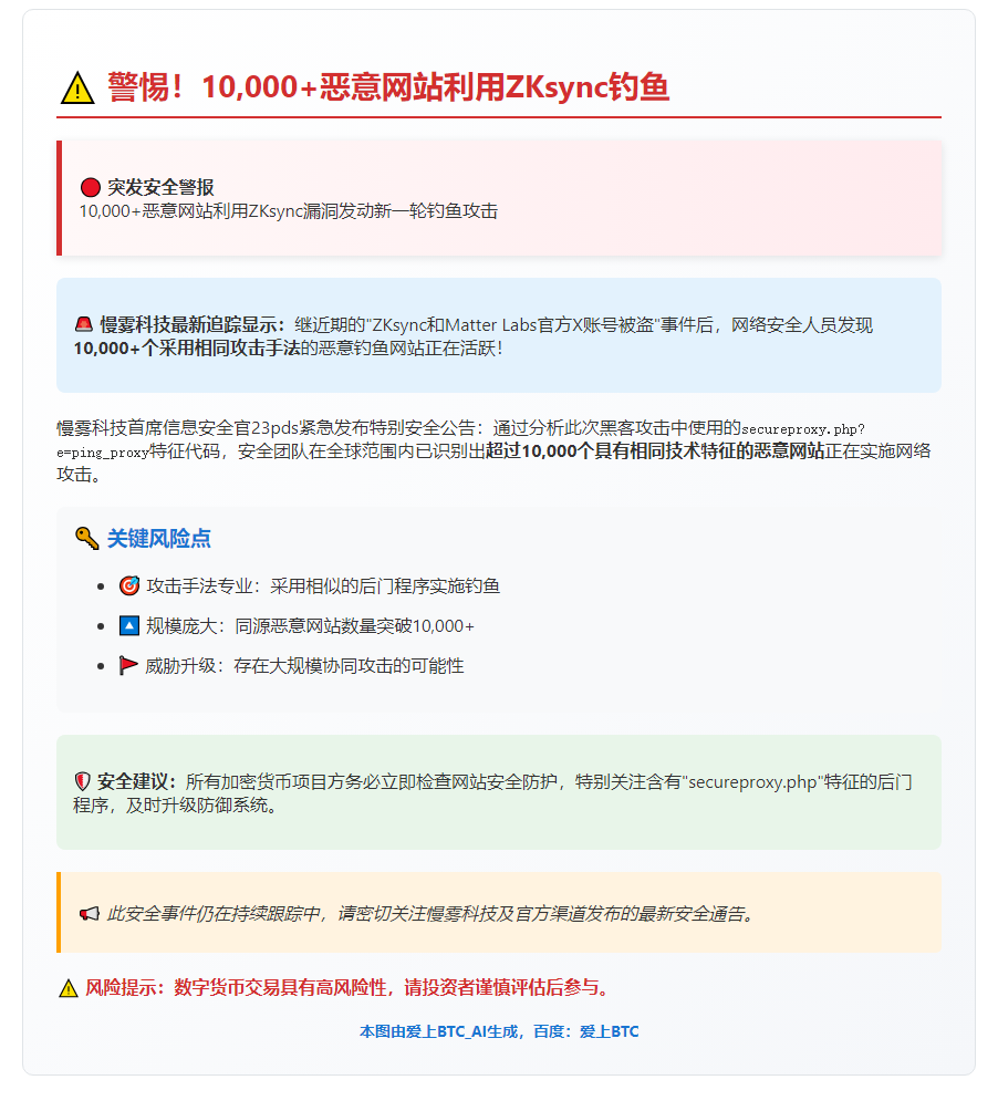 警惕！1万+恶意网站利用ZKsync钓鱼