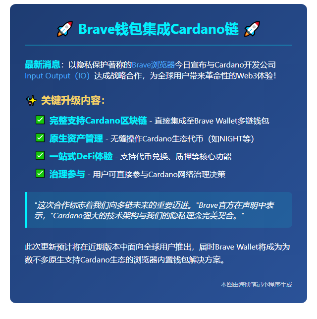 Brave钱包集成Cardano链