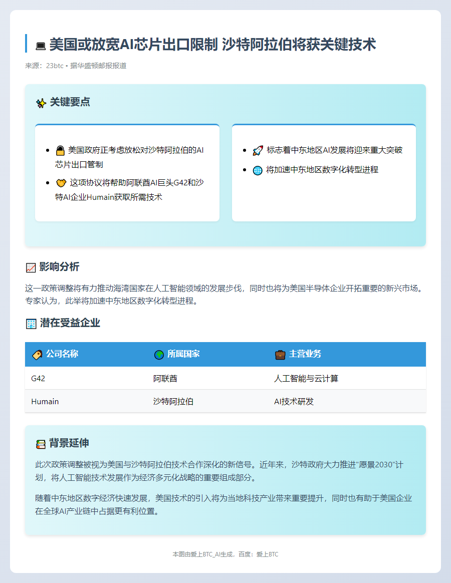 美国或放宽对沙特AI芯片出口