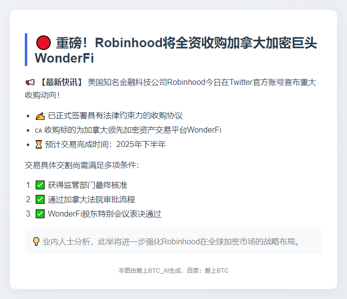 Robinhood收购WonderFi