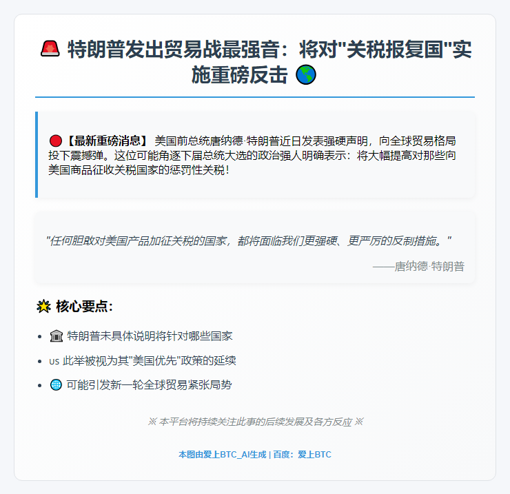 特朗普：要对他国关税加征报复性关税