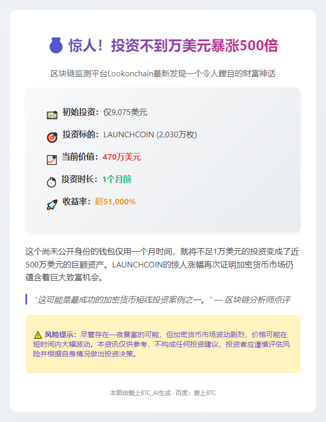 钱包9千美元买币暴涨至470万