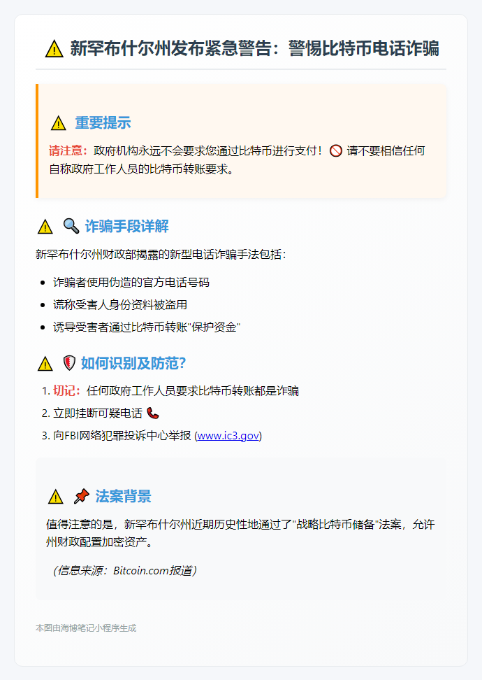 警惕比特币诈骗！新州发诈骗预警