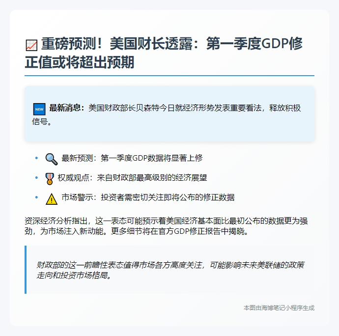 贝森特：美一季度GDP或上调