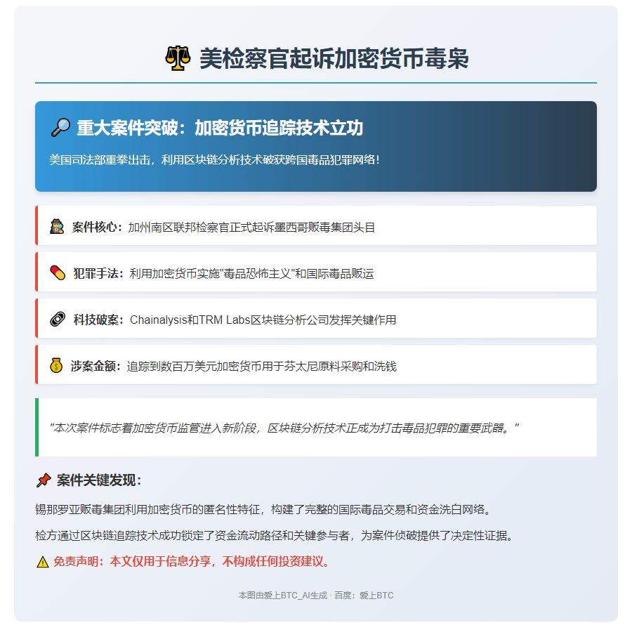 美检察官起诉加密货币毒枭