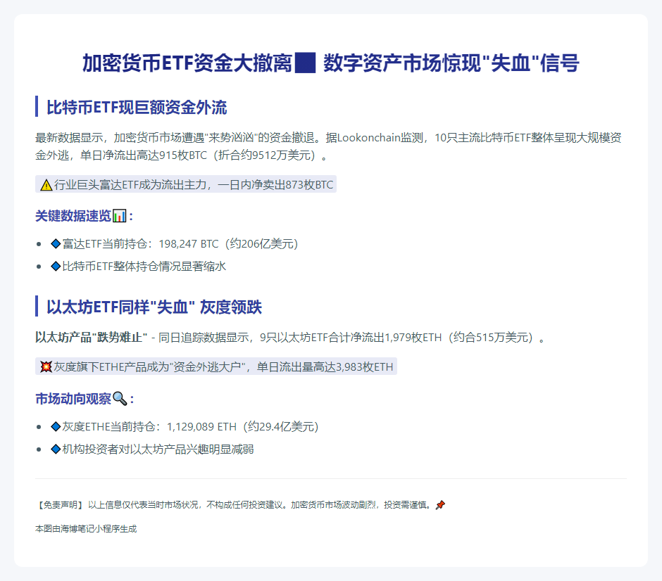 比特币和以太坊ETF单日大量流出
