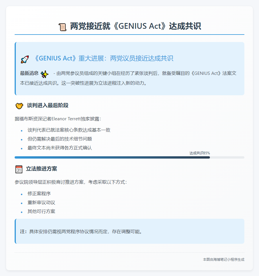 两党接近就《GENIUS Act》达成共识
