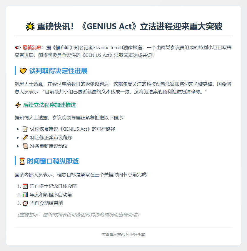 两党接近共识《GENIUS Act》文本