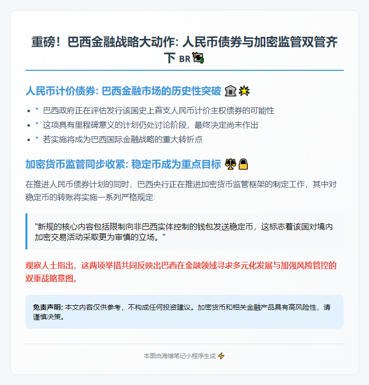 巴西央行拟严管稳定币转账