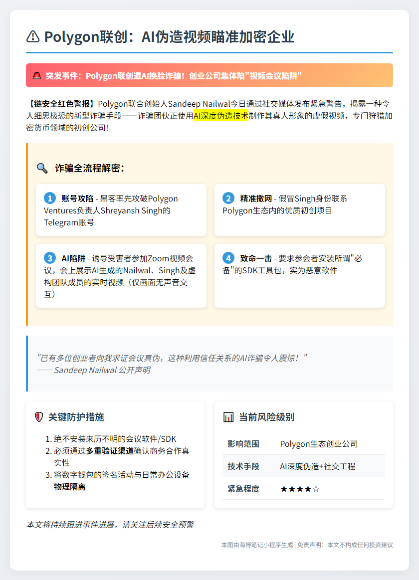 Polygon联创：AI伪造视频瞄准加密企业