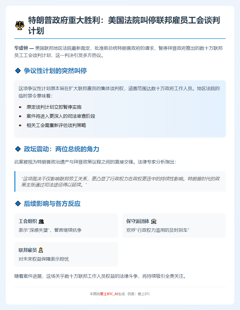 特朗普获准暂停联邦员工工会谈判