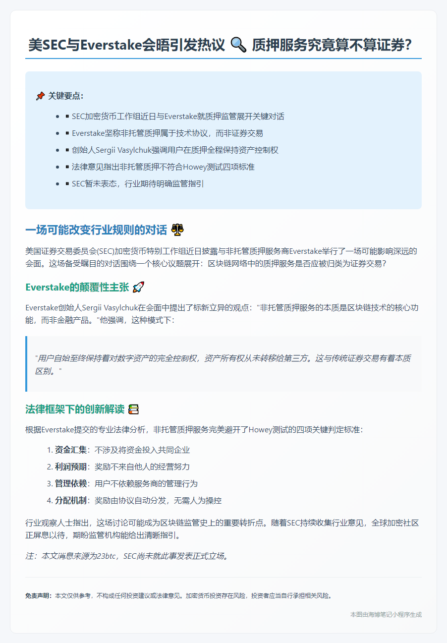 SEC与Everstake会晤讨论区块链质押监管
