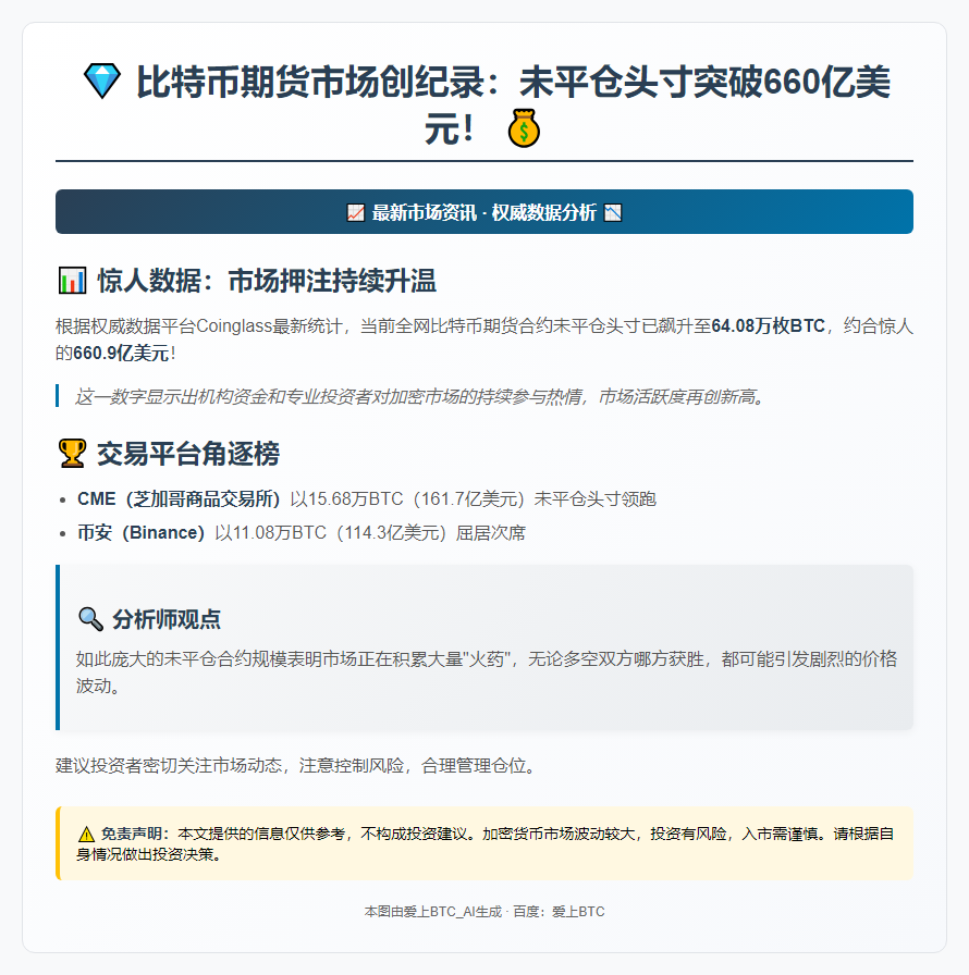 比特币合约持仓破660亿美元