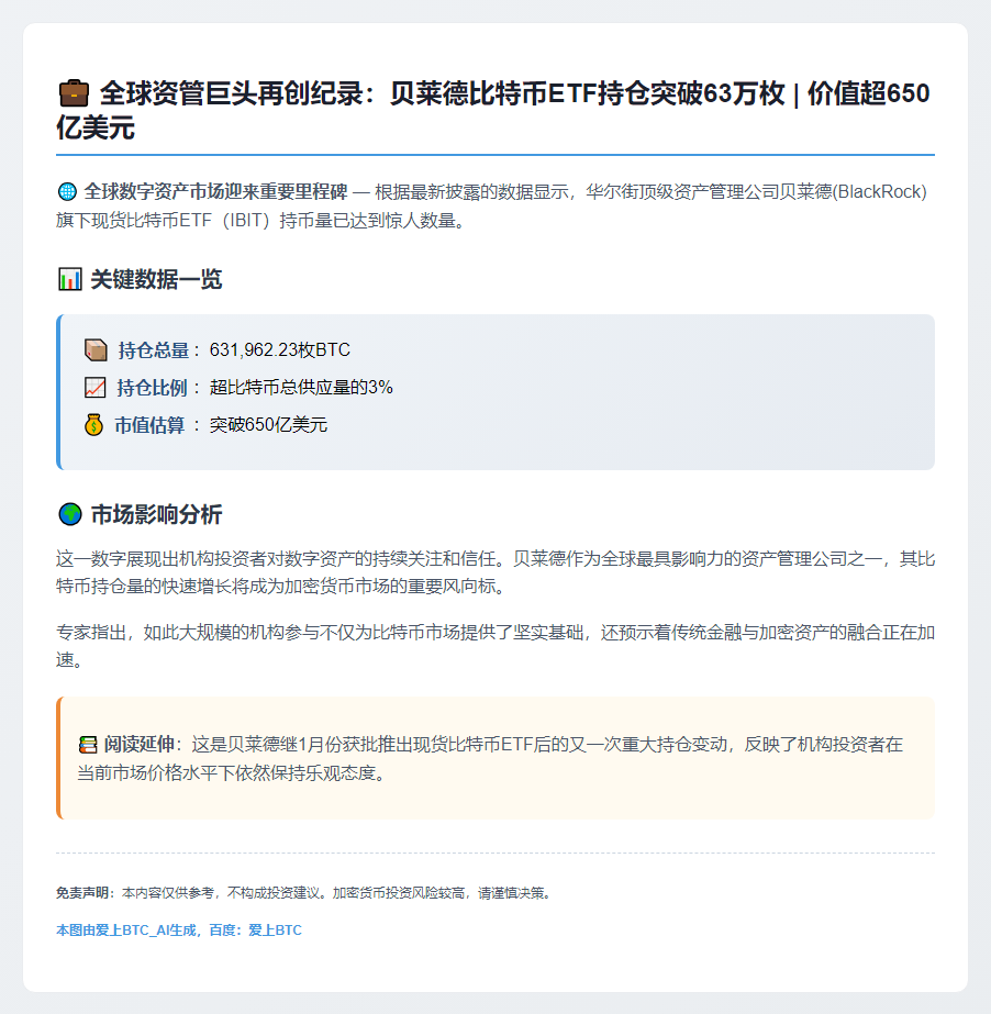 贝莱德持比特币超63万枚