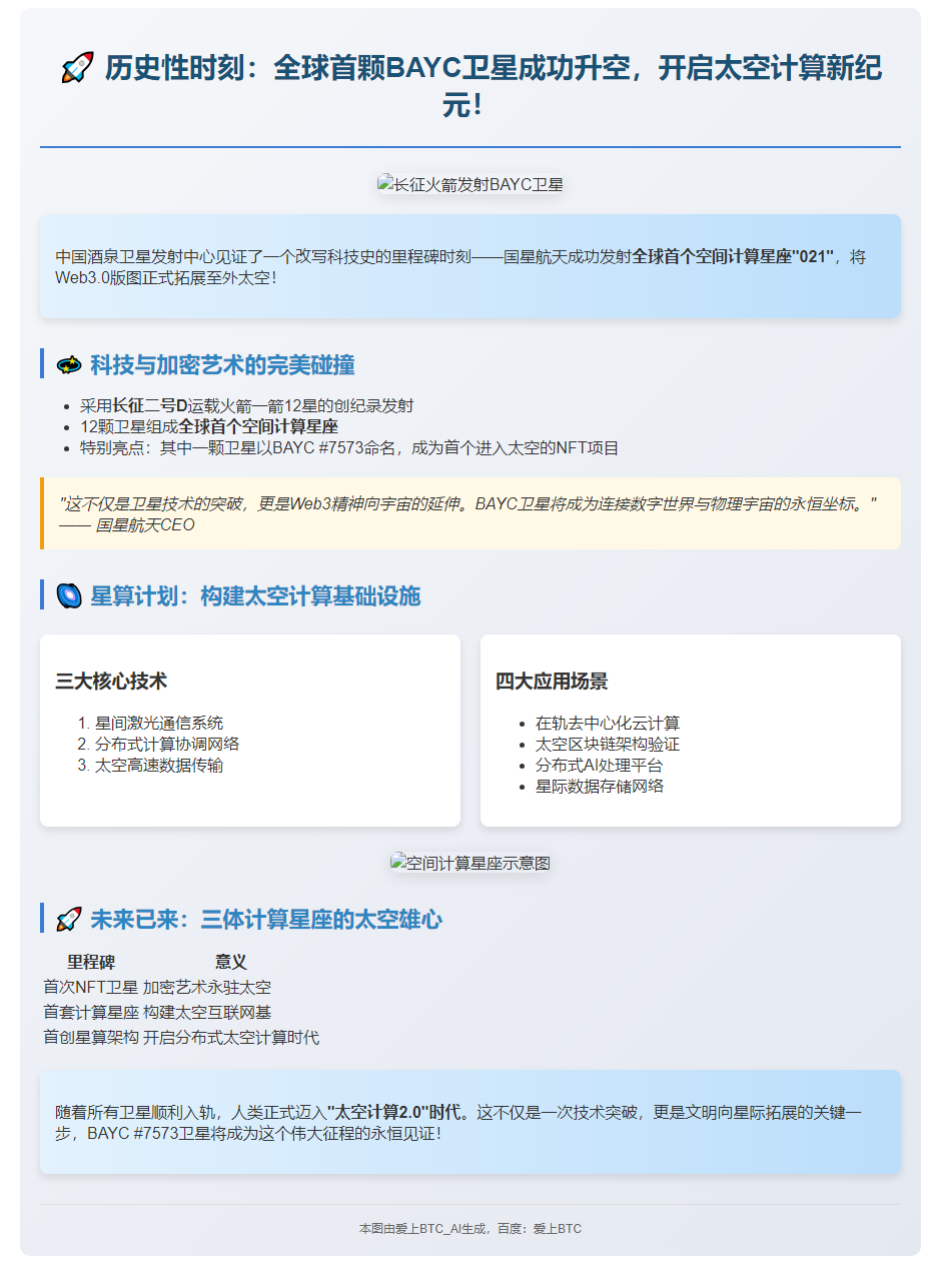 "首颗BAYC卫星成功发射"