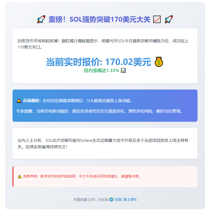 SOL突破170美元