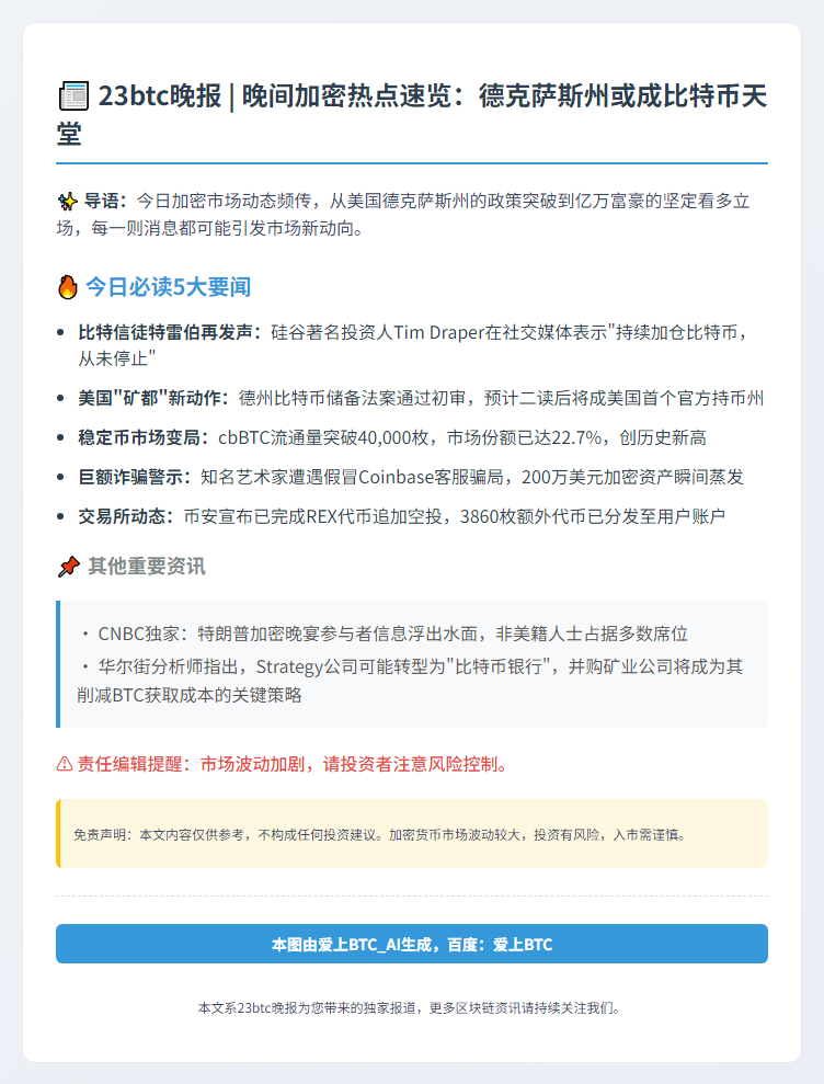23btc晚报 | 5.18晚间重要动态摘要