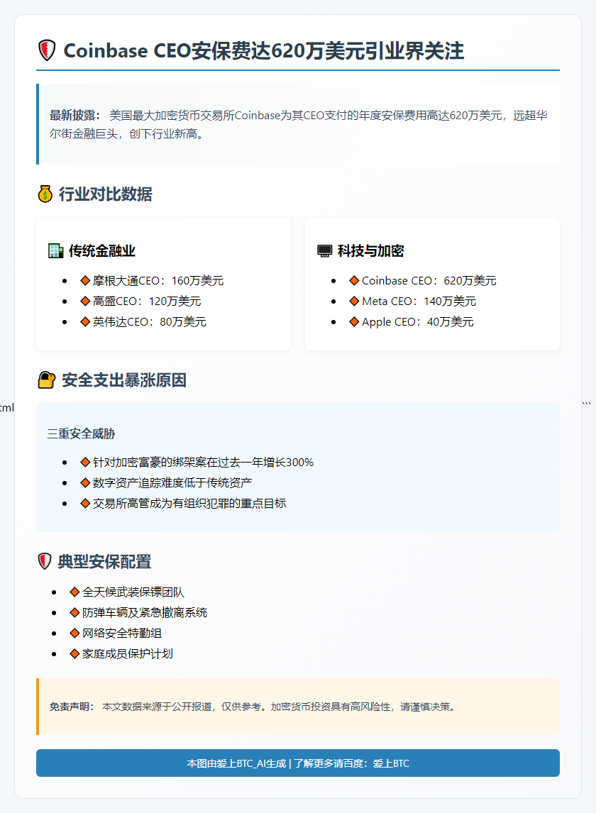 Coinbase CEO安保费达$620万