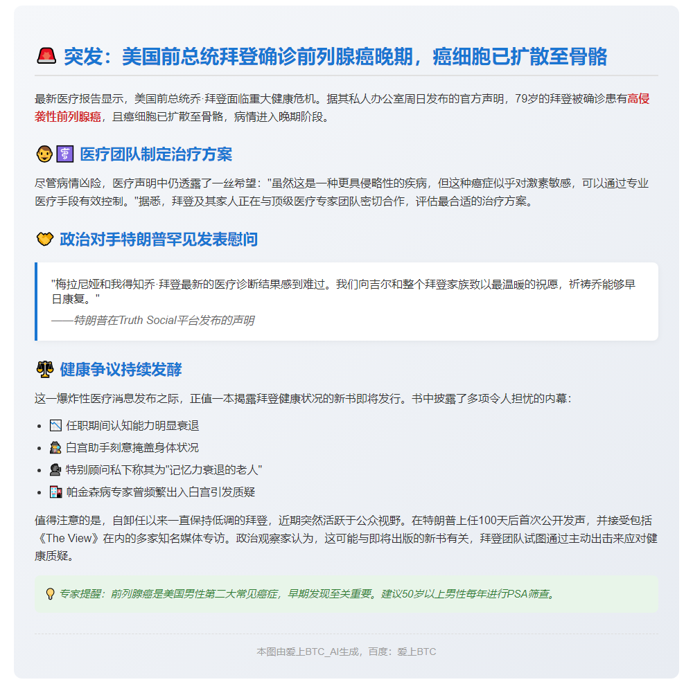 拜登患癌转移骨骼，特朗普送祝福