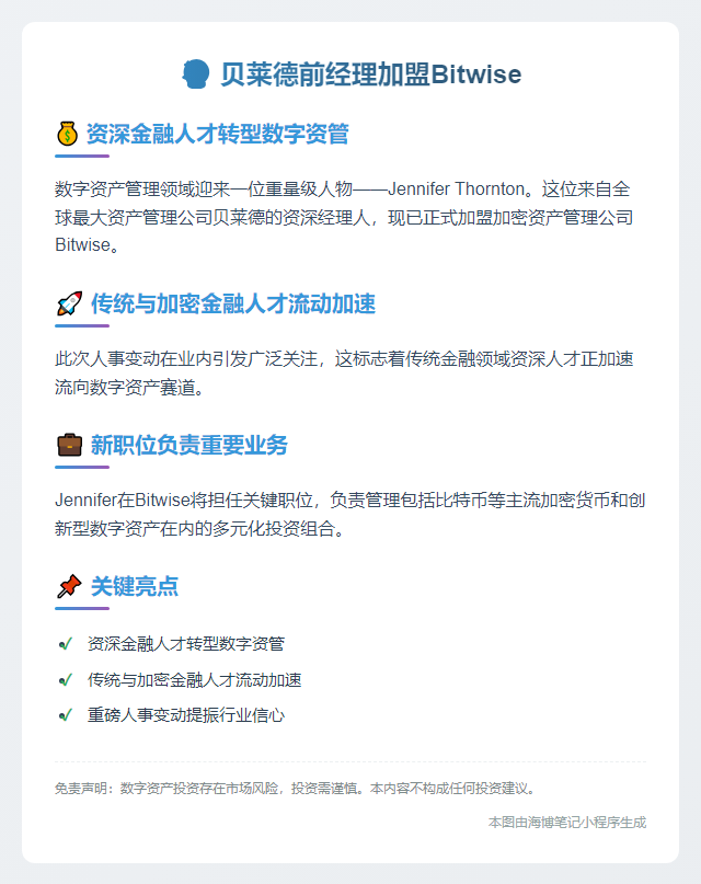 贝莱德前经理加盟Bitwise