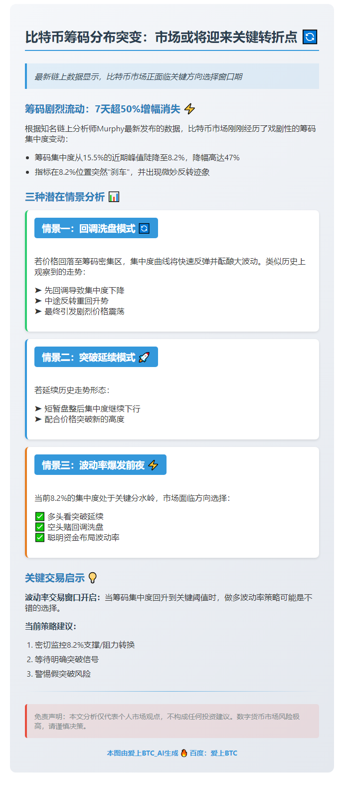 BTC集中度一周骤降 市场风险加大