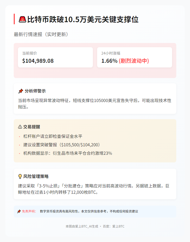 比特币跌破10.5万美元