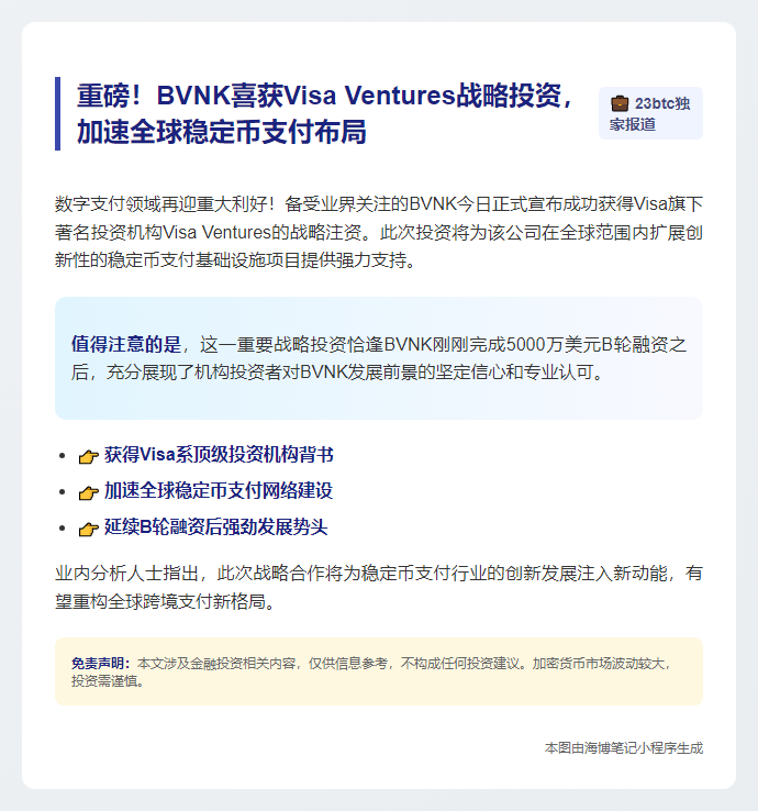 BVNK获Visa Ventures投资