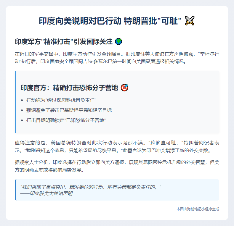 印度向美说明对巴行动 特朗普批“可耻”