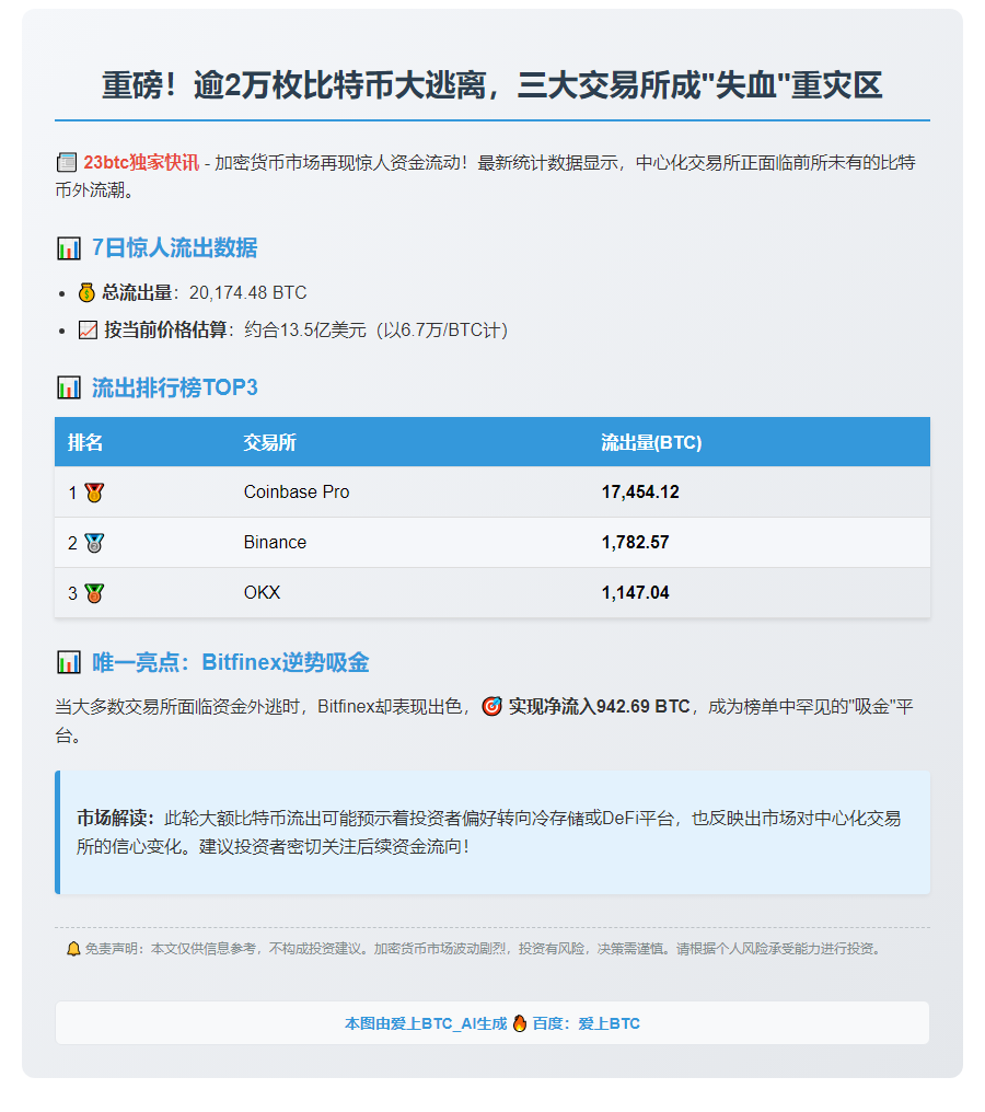 7天20K比特币大撤离