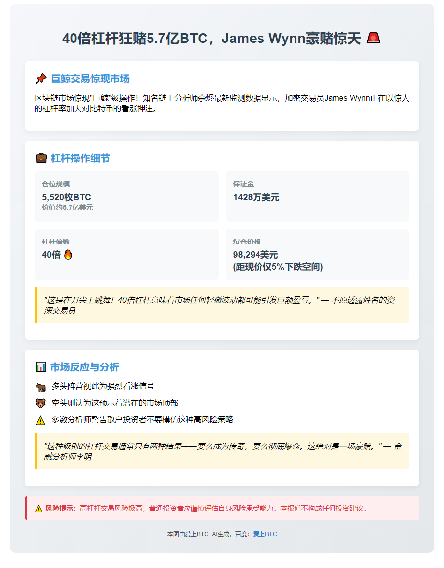 40倍杠杆狂赌5.7亿BTC，James Wynn豪赌惊天