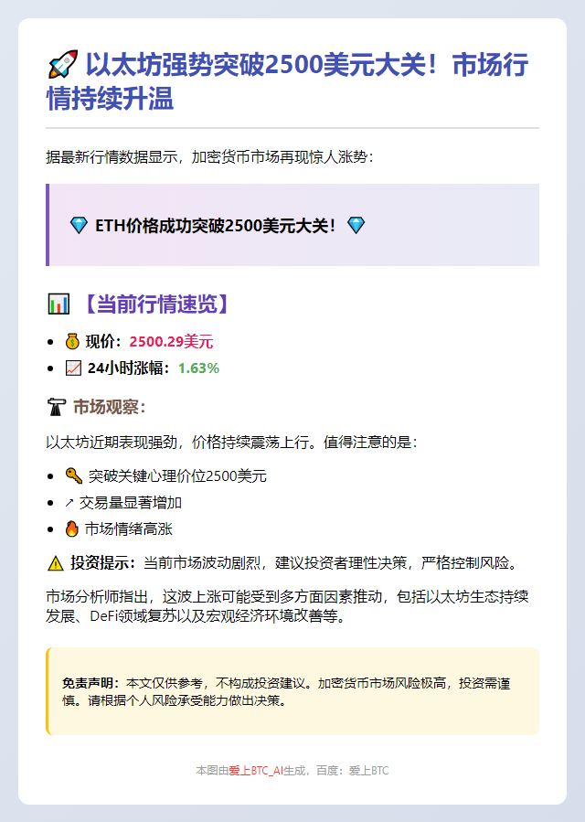 以太坊突破2500美元