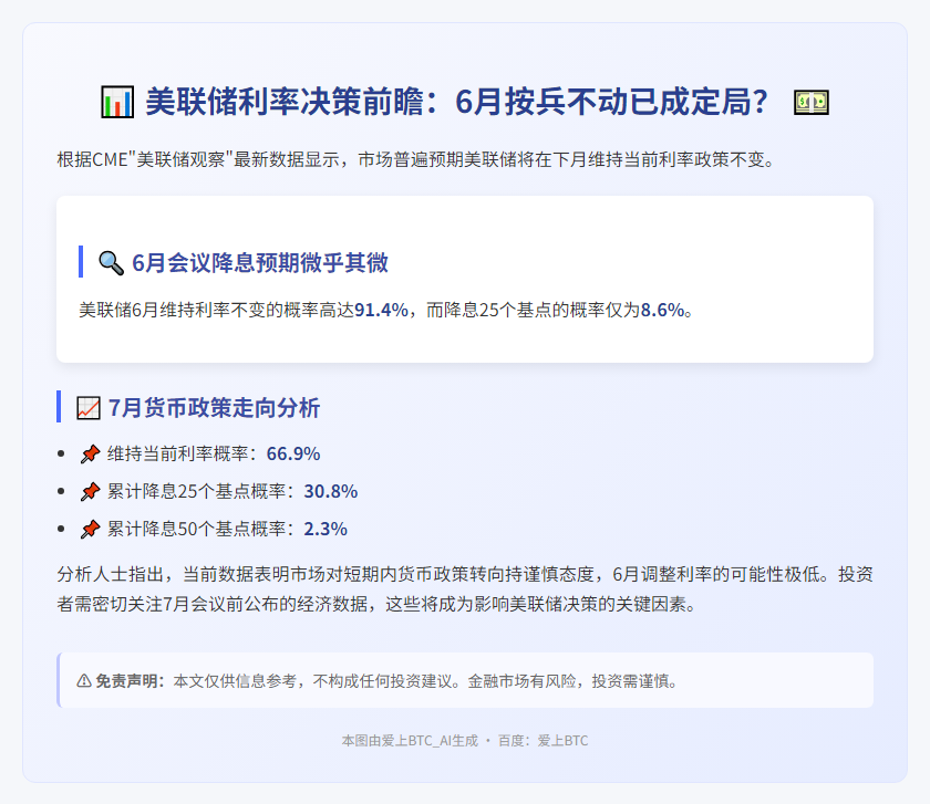 美联储6月利率不变概率超91%