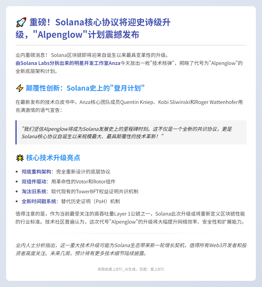 Solana Labs拆分公司Anza推出Alpenglow计划