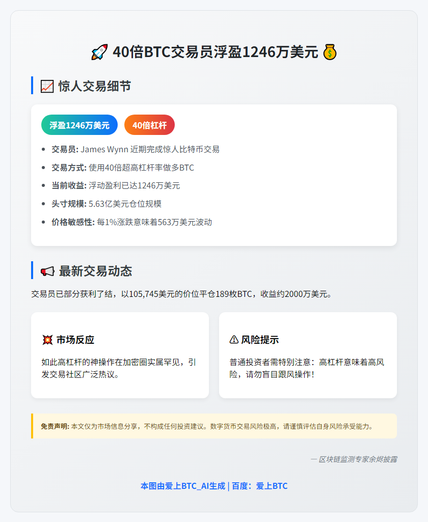 40倍BTC交易员浮盈1246万美元