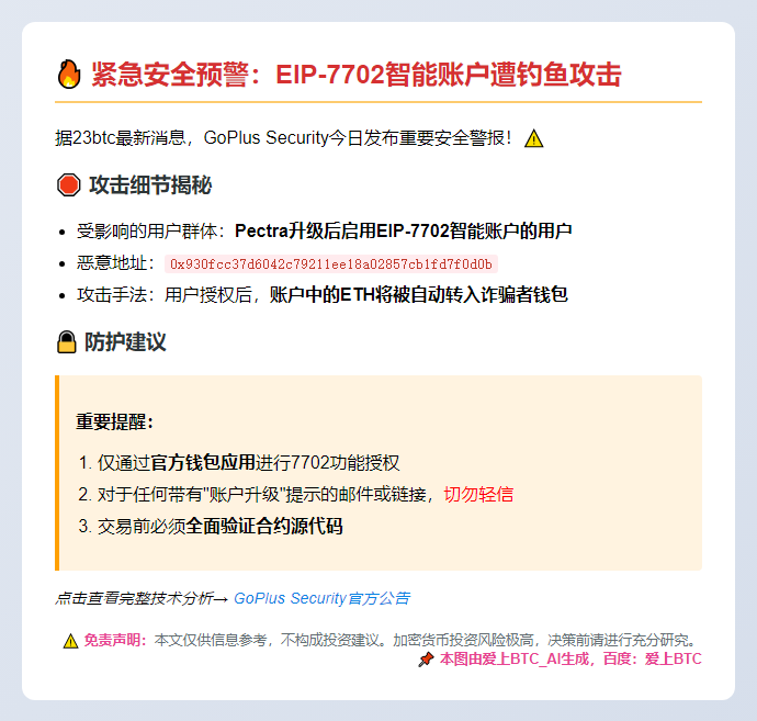 GoPlus：EIP-7702智能账户钓鱼预警